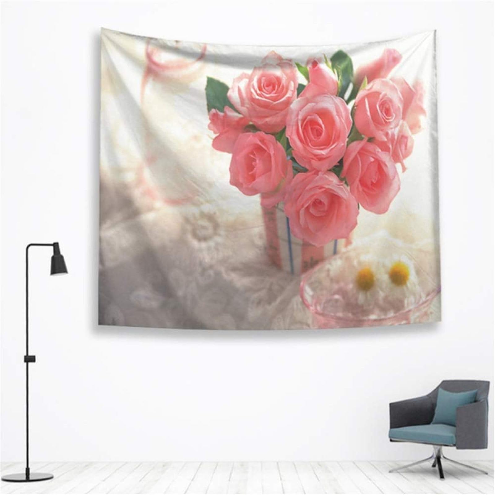 Arazzo Da Parete Sakura Rosa 150x130 Cm – Stampa 3D Floreale Primaverile Per Soggiorno E Camera - 4