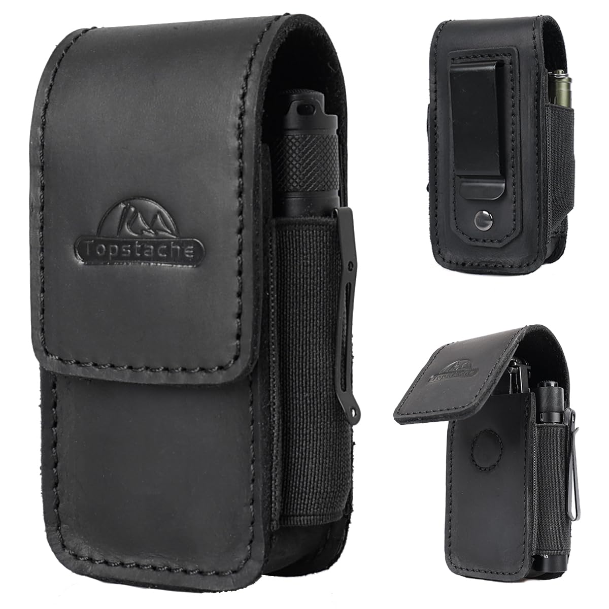 Topstache Leather Multitool Sheath with Belt Clip - EDC Multi Tool Holster for Folding Tool - Leather EDC Holster Pouch Belt Organizer - Magnetic