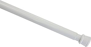 GARDINIA Tringle à rideau, Fixation par pression, Barre extensible en métal, Pose sans vis et sans perçage, Diamètre: 23/26 mm, Longueur: 80-130 cm, Blanc