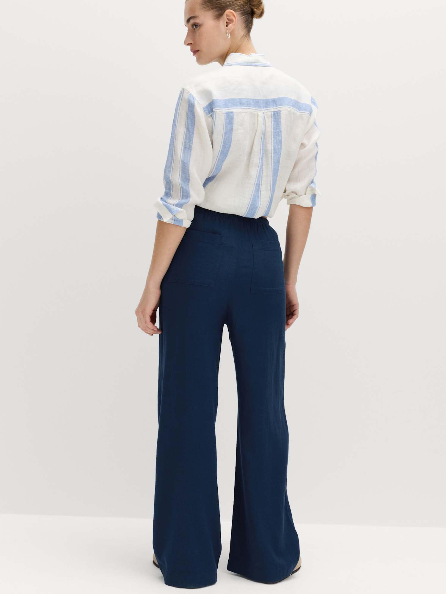 Marks & Spencer Pantaloni a Gamba Larga con Coulisse in Misto Lino