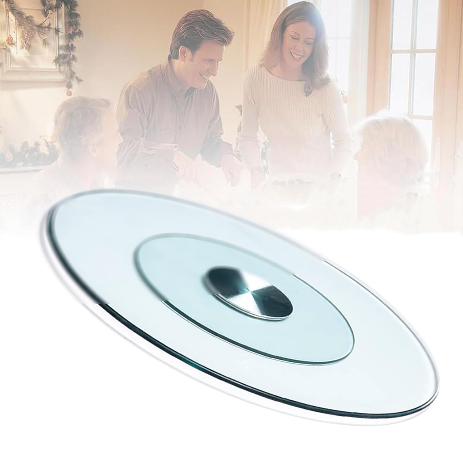 Plateau tournant Lazy Susan en verre trempé rond pour table de salle à manger