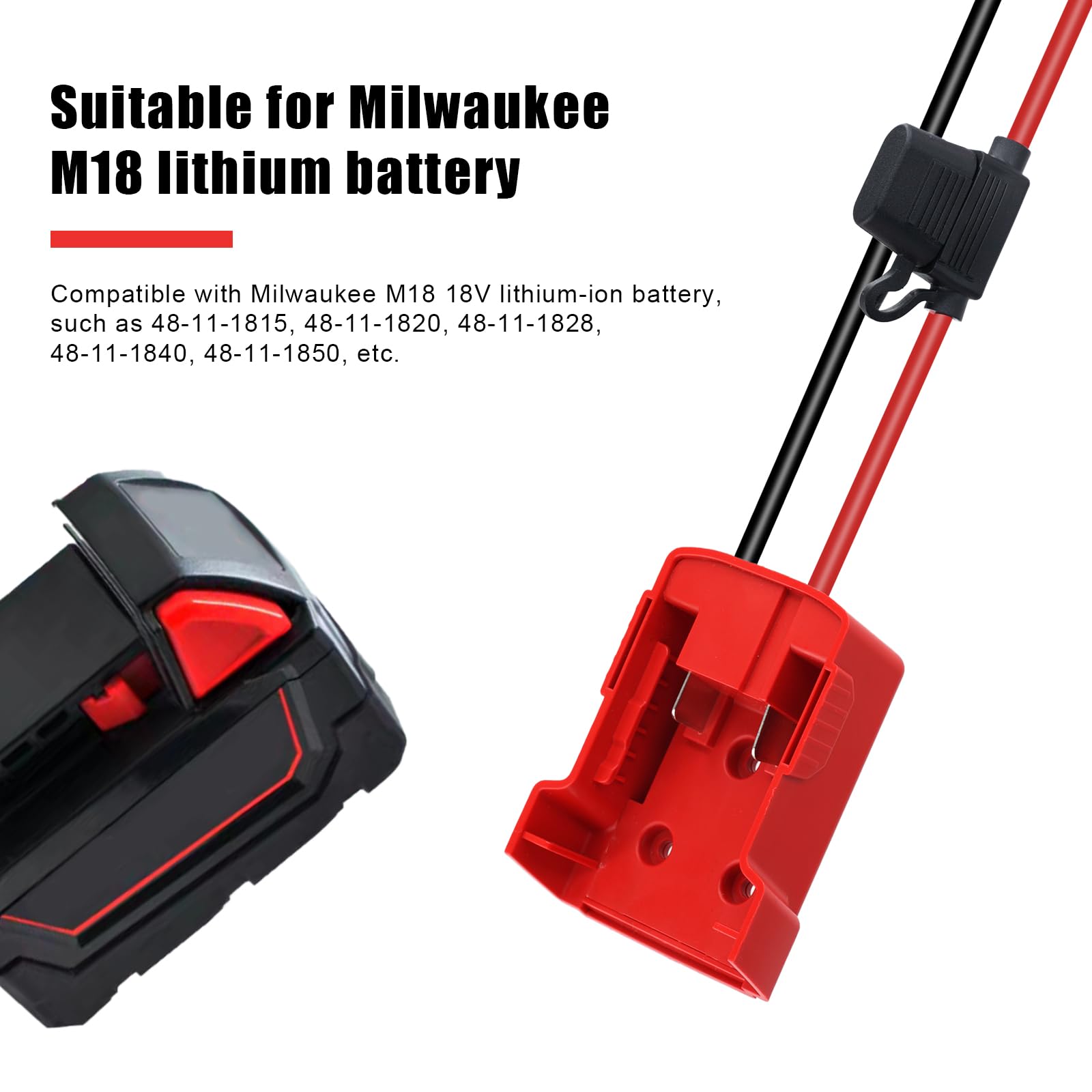 Lot de 2 adaptateurs de roues électriques pour Milwaukee M18 - Kit de conversion de batterie avec interrupteur, fusible et bornes de fil, fil 12 AWG, connecteur d'alimentation pour jouets de voiture Lot de 2 adaptateurs de roues électriques pour Milwaukee M18 - Kit de conversion de batterie avec interrupteur, fusible et bornes de fil, fil 12 AWG, connecteur d'alimentation pour jouets de voiture