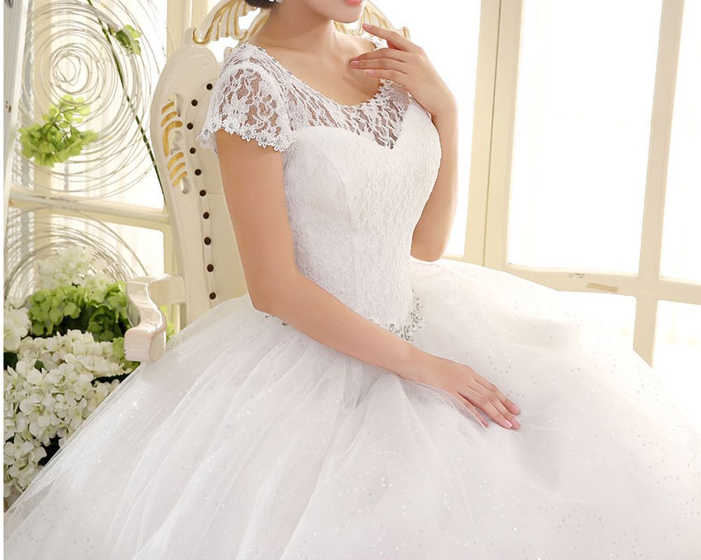 ShiFan Robe Femmes Élégante De Mariage Encolure Ronde pour Dentelle Dress
