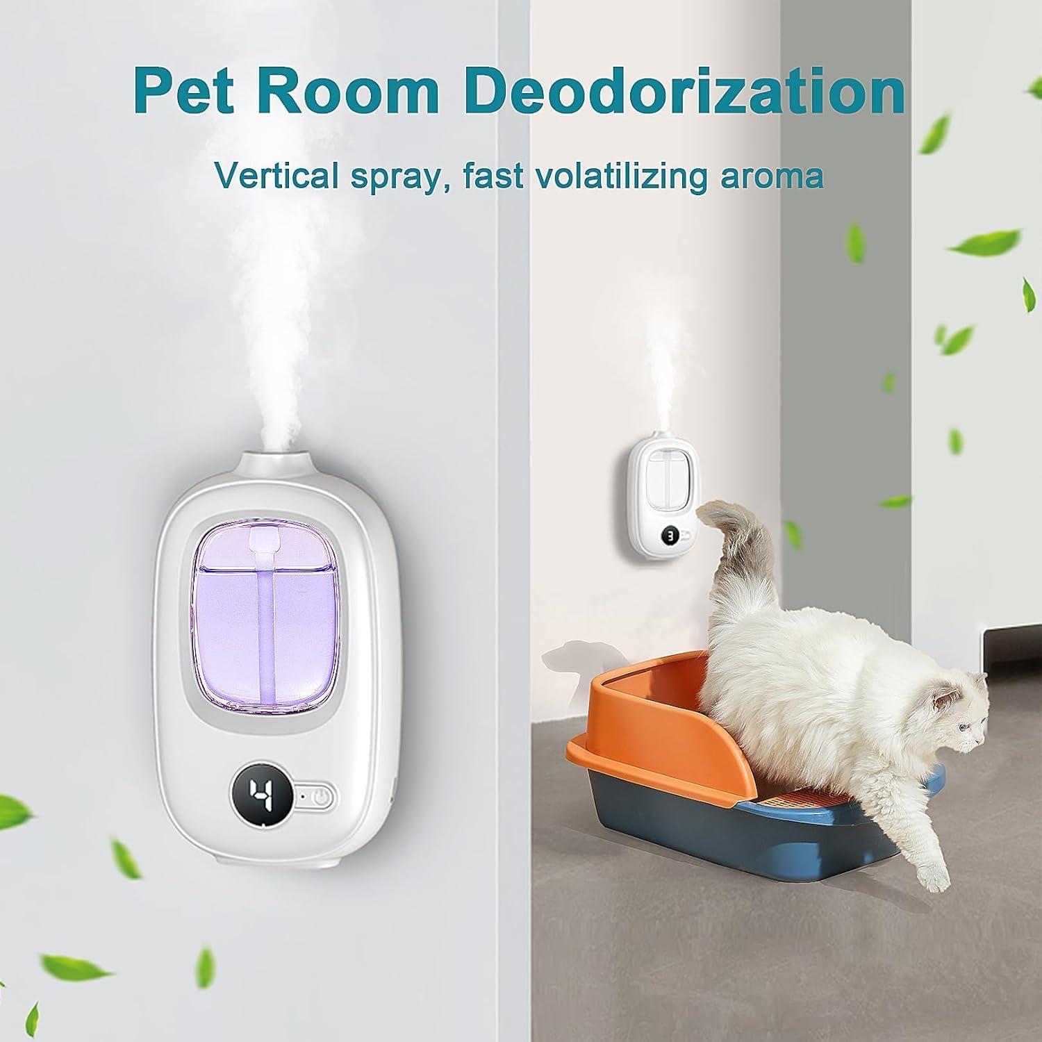 Intelligent Aromatherapy Diffuser Automatic Scent Sprayer, 4 Mode Rechargeable Ultrasonic Humidifier, Wall Mount Wireless Air Freshener for Bedroom, Large Room, Office (Diffuser with 6 Essential)