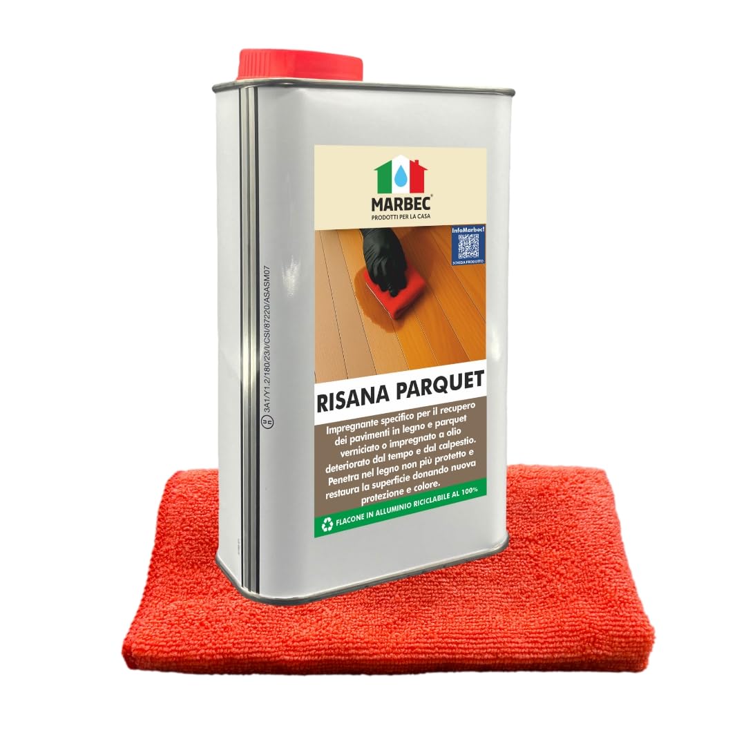 MARBEC KIT RESTUARA LEGNO VERNICIATO Per il restauro fai da te di pavimenti in parquet verniciato lucido. Dona al materiale una nuova protezione idrorepellente e antimacchia.
