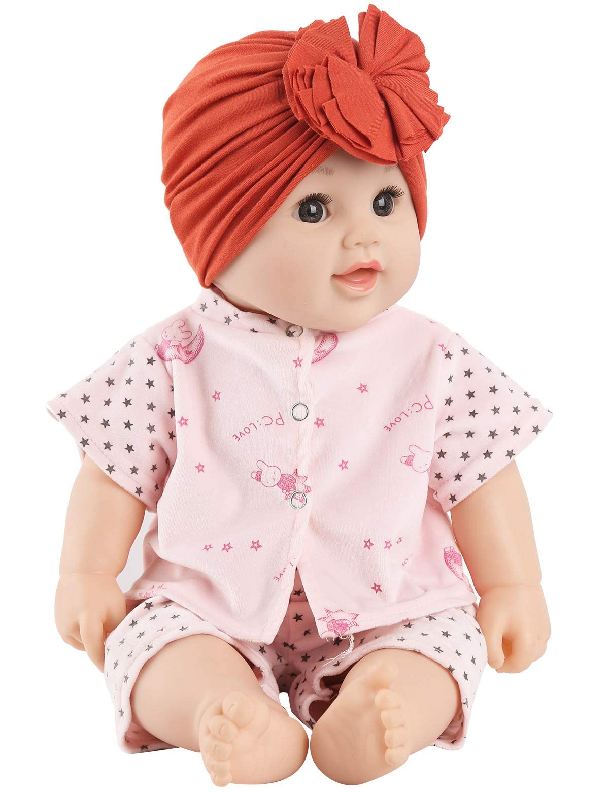 Säuglingsbaby Beanie Knoten Donut Hut Neugeborene Jungen Mädchen Baumwolle Weiche Turban Bogen Kaninchenohren Mütze Krankenhaus Kopf Wrap (Color : M Round Ruffles, Size : One Size)