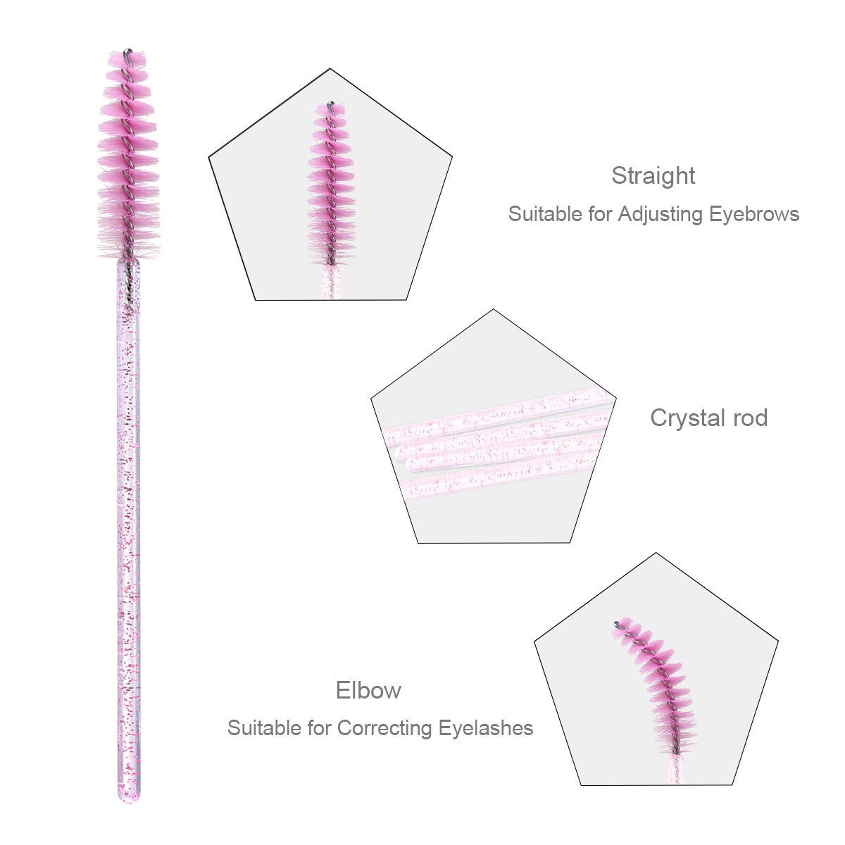 Elisel 100 PCS Disposable Mascara Brushes Crystal Eyelash Brushes Mascara Wands Applicator Eyelash Extensions Makeup Tools Eyebrow Brush (Pink) : Beauty & Personal Care