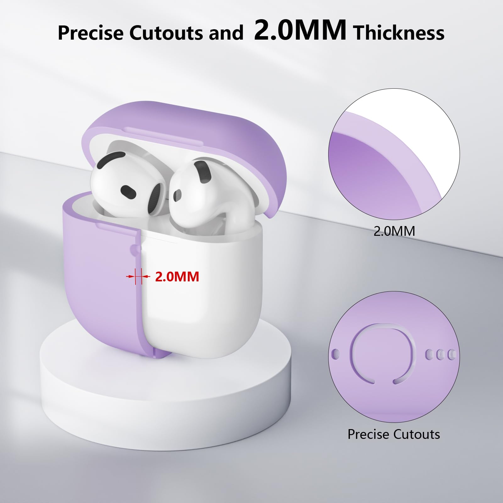 Coque Étui Protecteur Compatible avec AirPods 4 2024, LED Avant Peut être Visible, Housse en Silicone Anti-Choc Etui de Protection pour Airpods 4ᵉ Génération avec Kit de Nettoyage, Lavande - 5