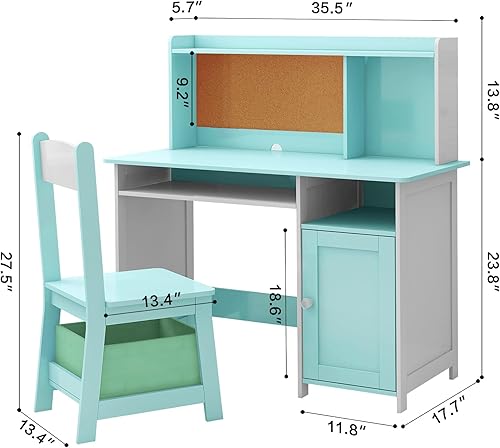 Miniatura 9 de TaoHFE Juego de muebles de madera azul para niños juego de cocina de madera para niños y mesa para niños con juego de silla azul