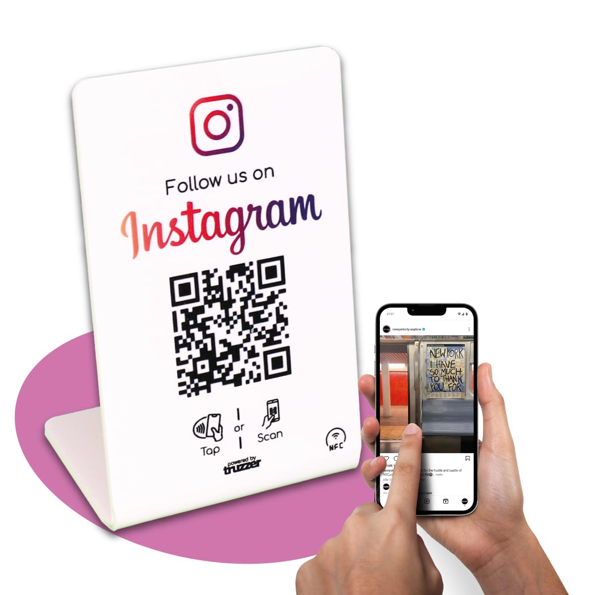 Dispositif NFC Follower Social Media et QR code de comptoir - 6