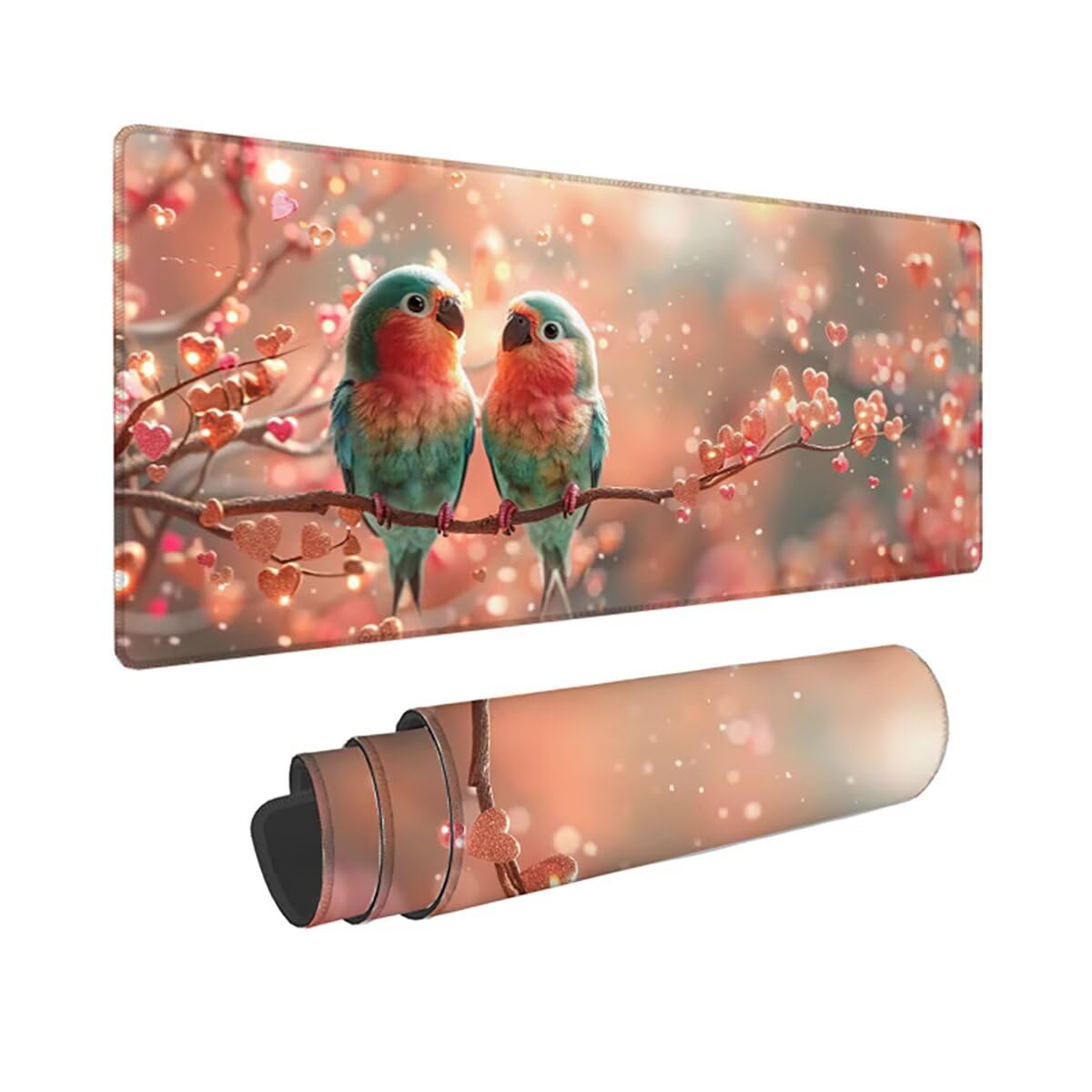 Alfombrilla Ratón Gaming XXL, Gaming Mouse Pad 1500x800x3mm, Protector Escritorio Antideslizante, Alfombrilla de Ratón Flor PáJaro Mousepad Grande, Tapete Raton para Jugadores de PC Oficina LMDT9080