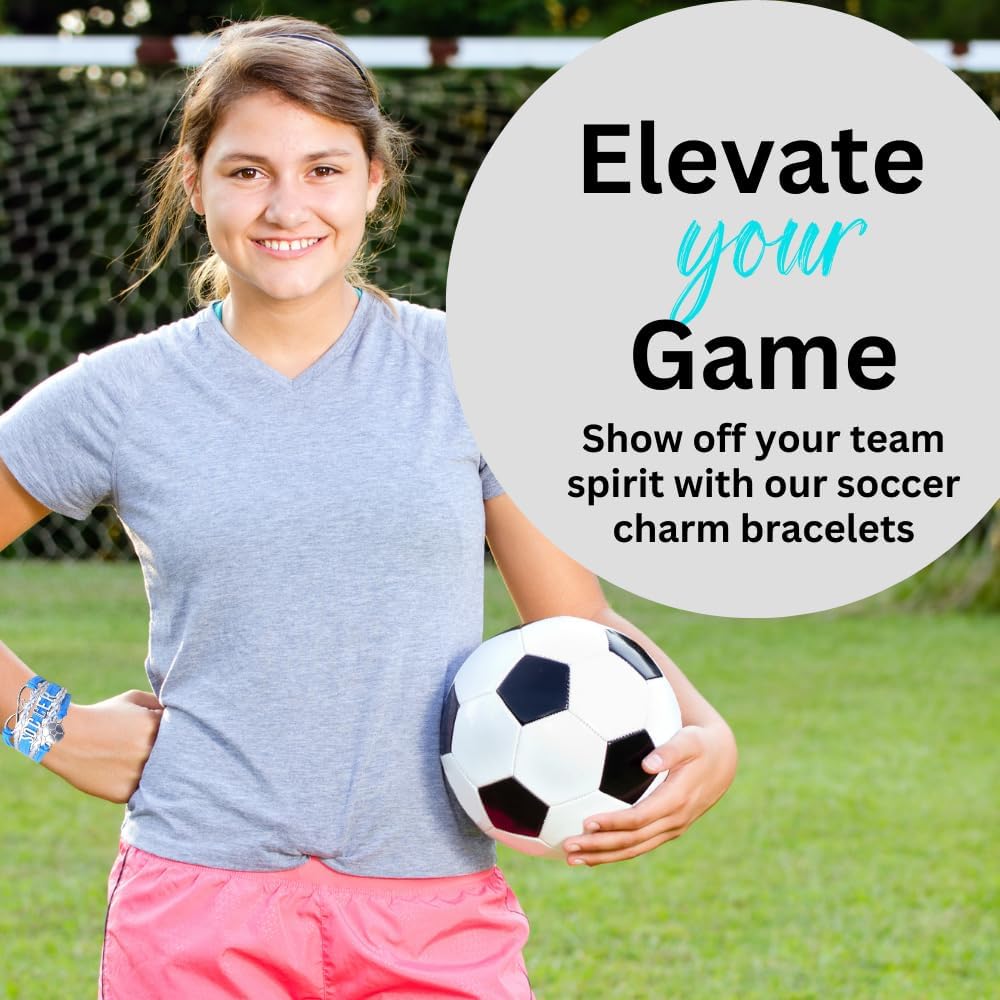 Soccer Charm Bracelet (Blue and Silver) – Adjustable Infinity Love Bracelet with Soccer Ball Charm – Sports Jewelry Gift for Soccer Players, Teams, Coaches, or Fans - Image 5