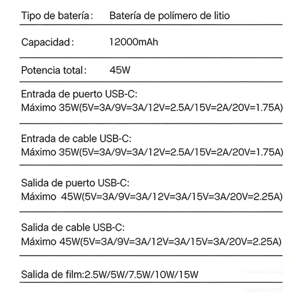 Batería Todo en Uno con Carga Magnética Inalámbrica 12000mAh | Triple Cable Extensible Integrado | Carga Rápida 45W PD para PC | Compatible con Apple Watch y Dispositivos Magnéticos（Plata）