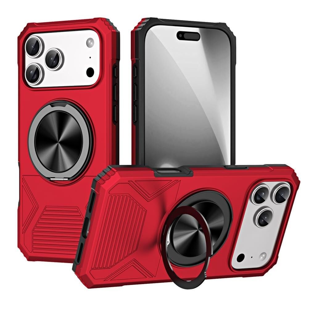Coque iPhone 17 Air antichoc rouge mat anneau compatible MagSafe - 8