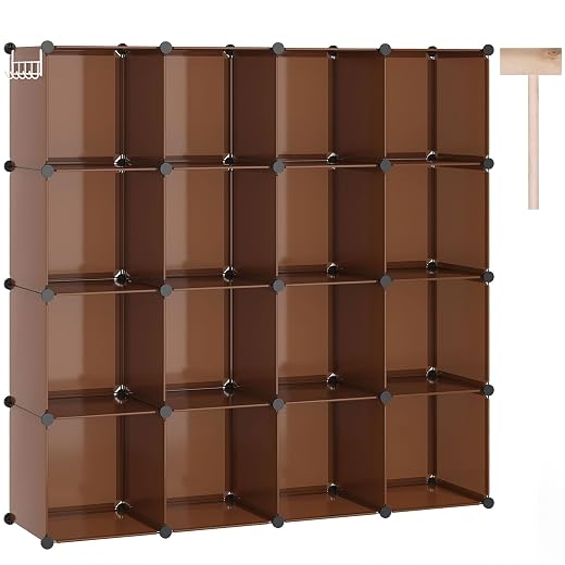 C&AHOME 16 Cube Storage Organizer Cube Shelves Units Storage Cubes, Brown