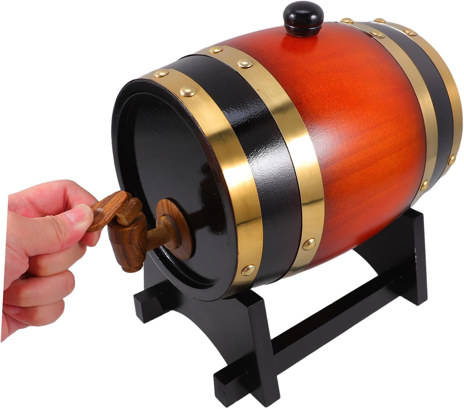Luxshiny Wooden Barrel with Spigot Stand Elegant Wine Barrel Decor for Home Parties