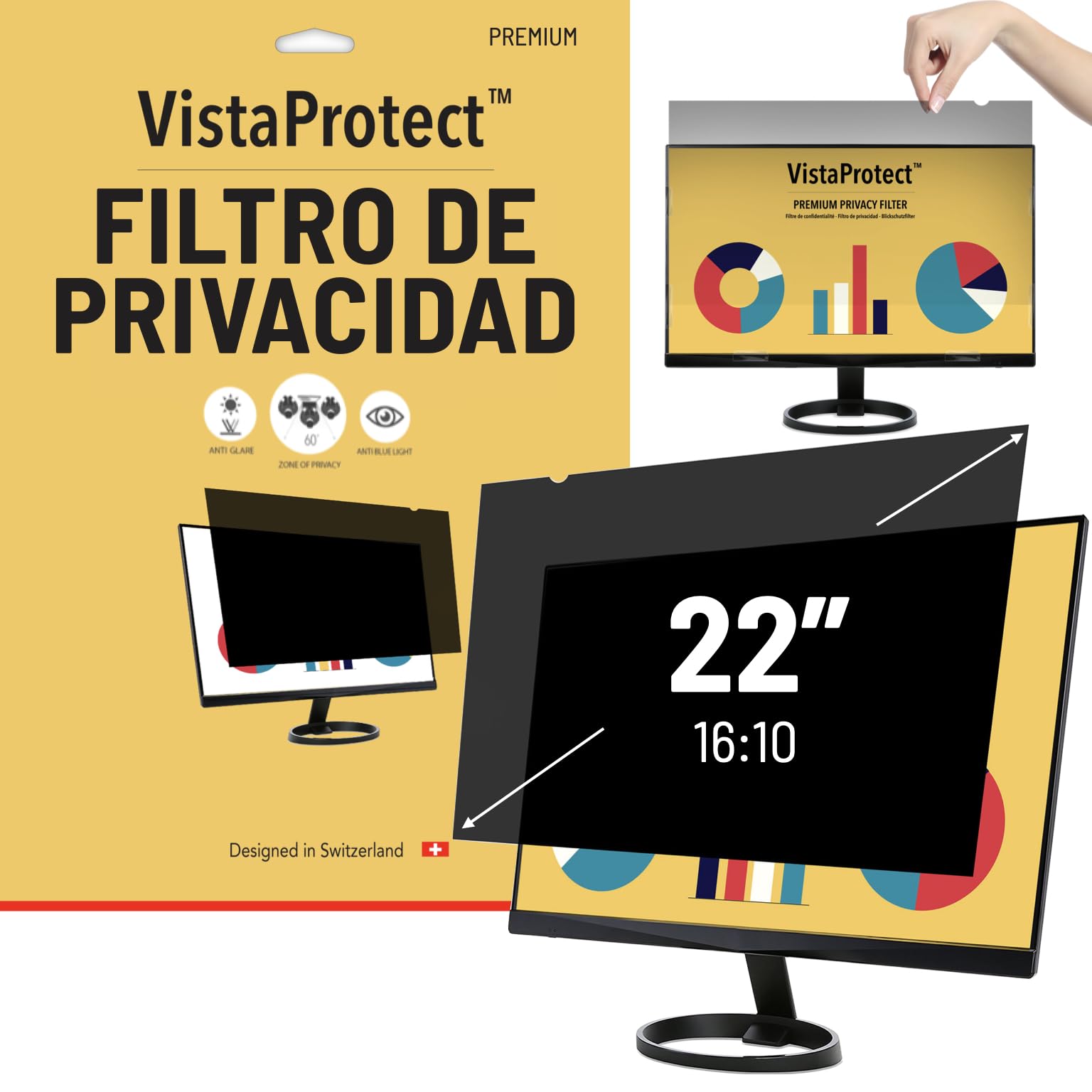 Privacy Screen Filter VistaProtect para Trabajar en Oficinas de 22'' 7
