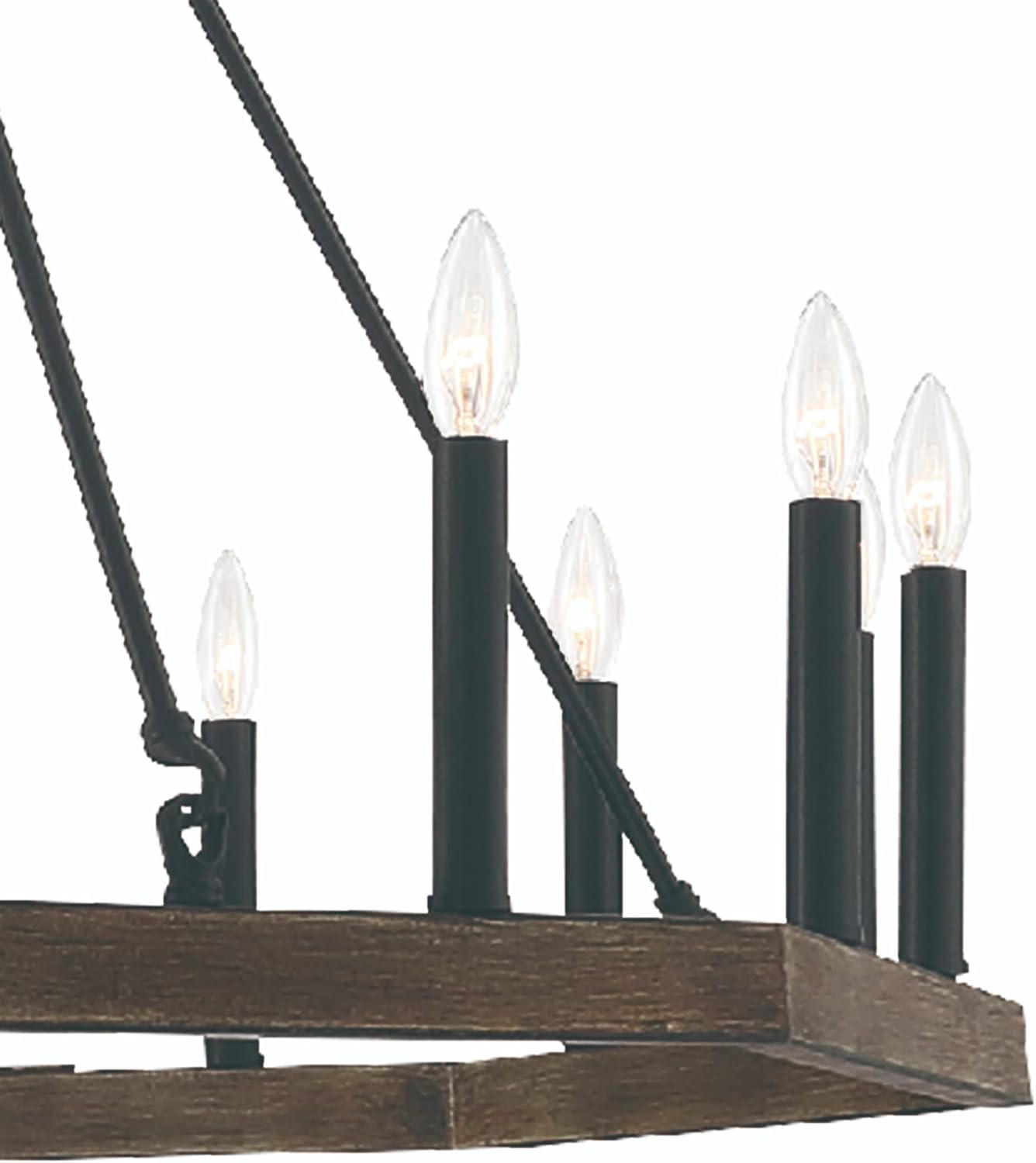 Vanity Art Farmhouse Vintage 16 Lights Wagon Wheel Chandelier Lighting | Modern Hanging Lights Candle Style Ceiling Light Fixtures for Dining Room (California Walnut/Classic Black) 10586DW-BK