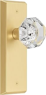 Antique Crystal Dummy Door Knobs Interior, 2 Pack, Brushed Gold | Zinc Alloy & Crystal Glass Knob, Non-Turning Single Side Vintage Classic Door Knob for Bifold Hallway Interior Doors