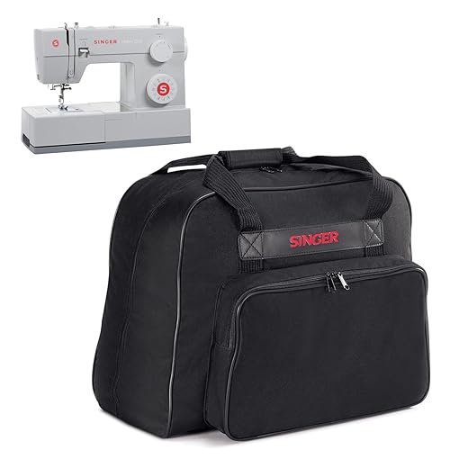 SINGER | Machine Carrying Case, Black, Spacious Case Fits Most Standard Sewing Machines and Sergers, Fully-Padded Interior, Durable Canvas Exterior, Easy Zip, Large Front Pocket, Easy Transport