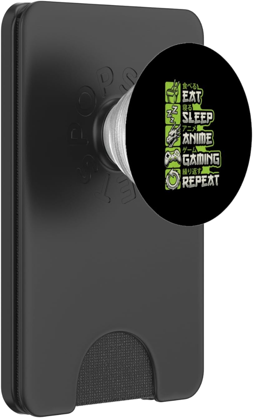 Eat Sleep Anime Gaming Repeat Funny Anime Gamer Design PopSockets PopWallet for MagSafe