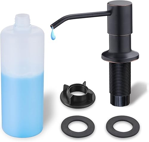 Vista 31 de WEWE - Dispensador de jabón dorado para fregadero de cocina, dispensador de jabón dorado cepillado con boquilla larga y bomba de jabón dorada