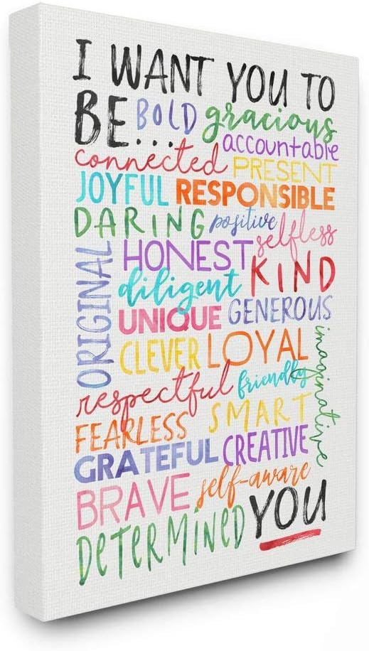 Stupell Industries I Want You to Be You Inspirational Phrases Colorful White Word Design, Designed by Erica Billups Wall Art, 16 x 20, Canvas