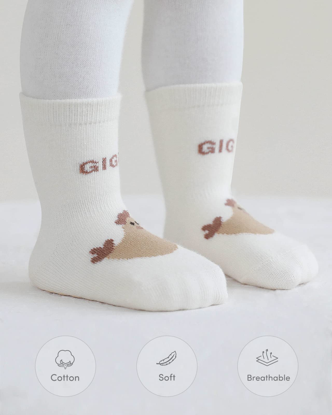 Adorel Non-Slip Socks for Babies Children Pack of 6, Nature, 1-3 años 1