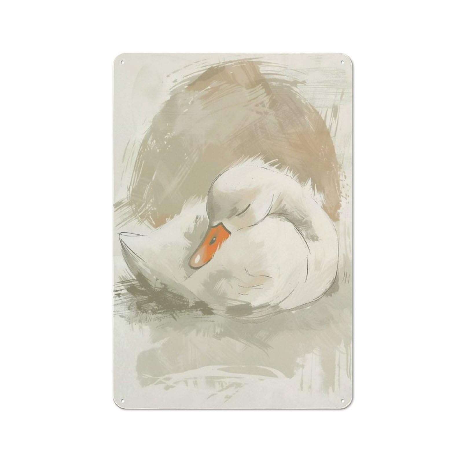 Junmoney Cute Sleeping Baby Swan Nursery Illustration Retro Metal Wall Sign 30X20cm For Man Cave Or Games Room, A Housewarming Gift For Games Room Collectors