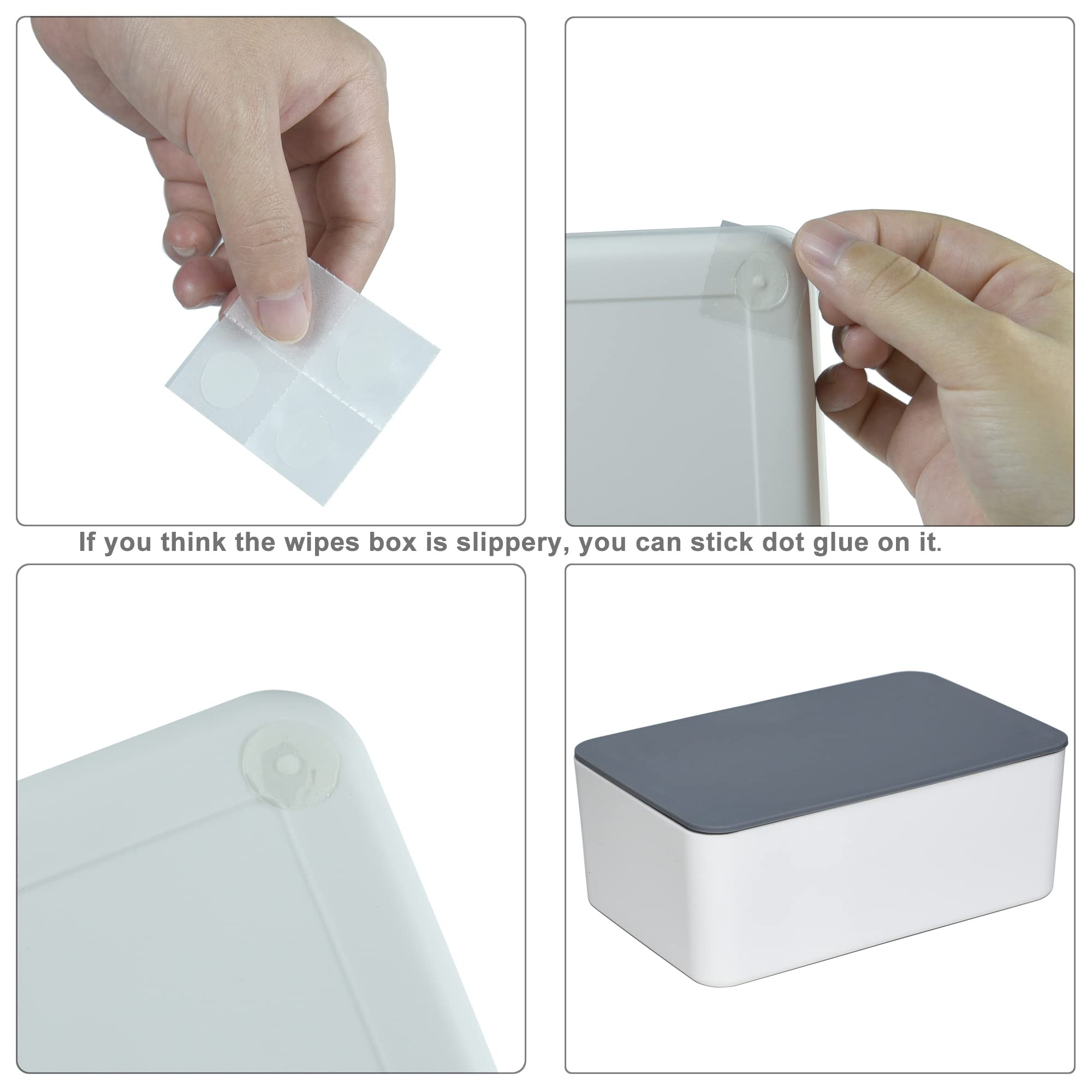 Dispensador de toallitas para pañales, caja de almacenamiento de pañales, soporte dispensador de toallitas húmedas con tapa para el hogar, oficina, coches (gris-blanco)