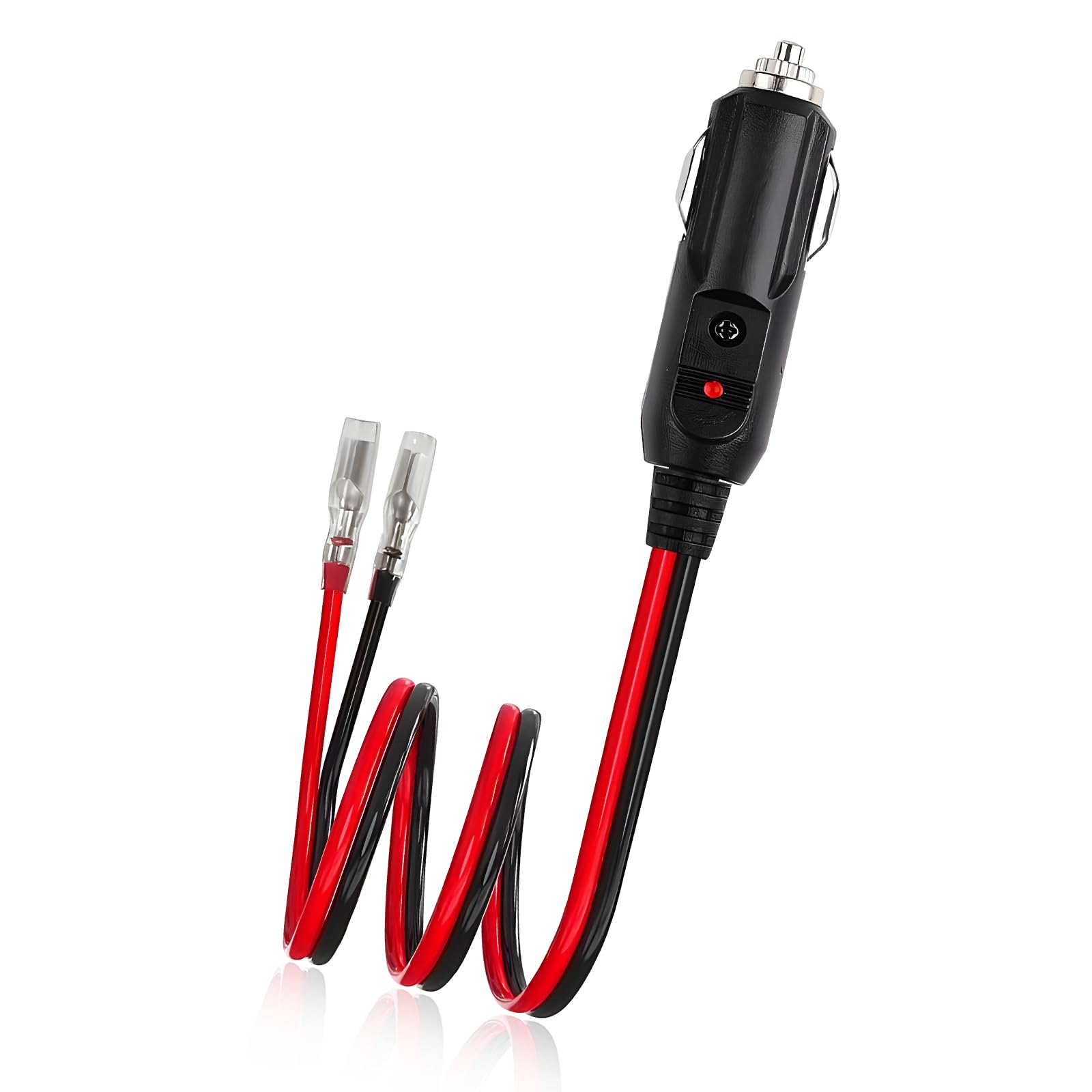 Fused Cigarette Lighter Male Plug, 12V Cigarette Lighter Socket Cord with Leads, Heavy Duty Adapter Dc Battery Charger Kit Connectors for Cars, Universal Car Accessories (1 PCS)