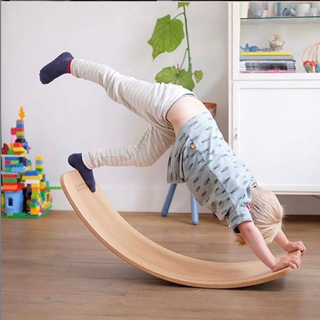 Kids Wooden Balance Board, Yoga Curvy Board, Contribute Kid Build A Sense of Balance,Muscle Body And Mind, Development Educational Toys,Wood color