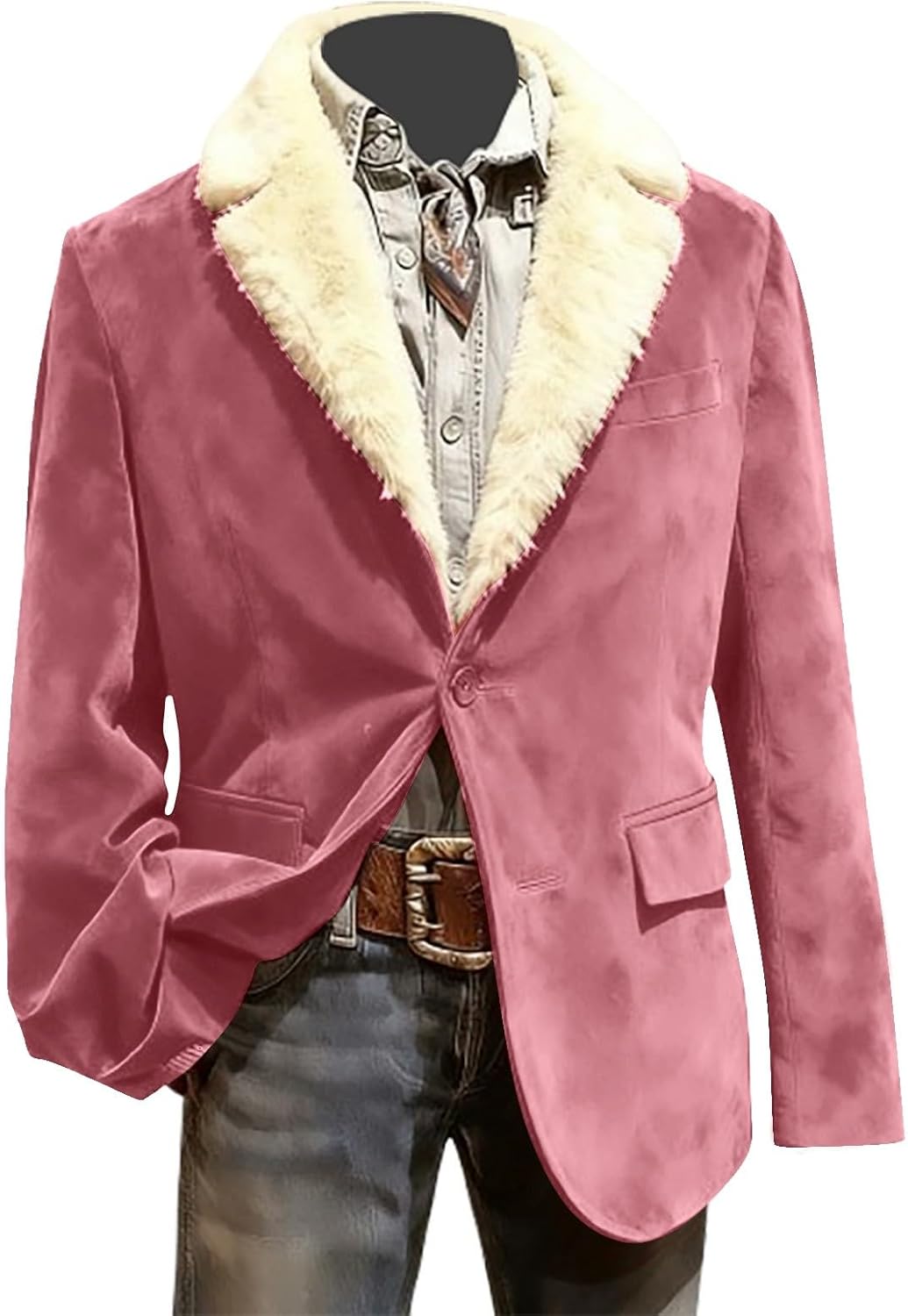 Christmas Blazer Men Corduroy Lapel One Button Holiday Party Suit Jacket Ugly Xmas Business Office Blazers with Pockets