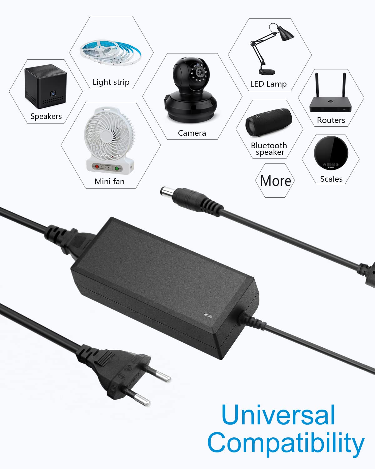 ALITOVE 24V Netzteil 2A 48W AC/DC Adapter 100~240V zu DC 24 Volt 2 Ampere LED Trafo 24V 2000mA 1.5A 1A Netzkabel Adapter mit 5.5mmx 2.5mm Stecker für LED Streifen Licht CCTV Kamera DC Pumpenlüfter