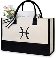 Vista 45 de TOPDesign Personalized Initial Canvas Beach Bag, Monogrammed Gift Tote Bag for Women Negro y marrón