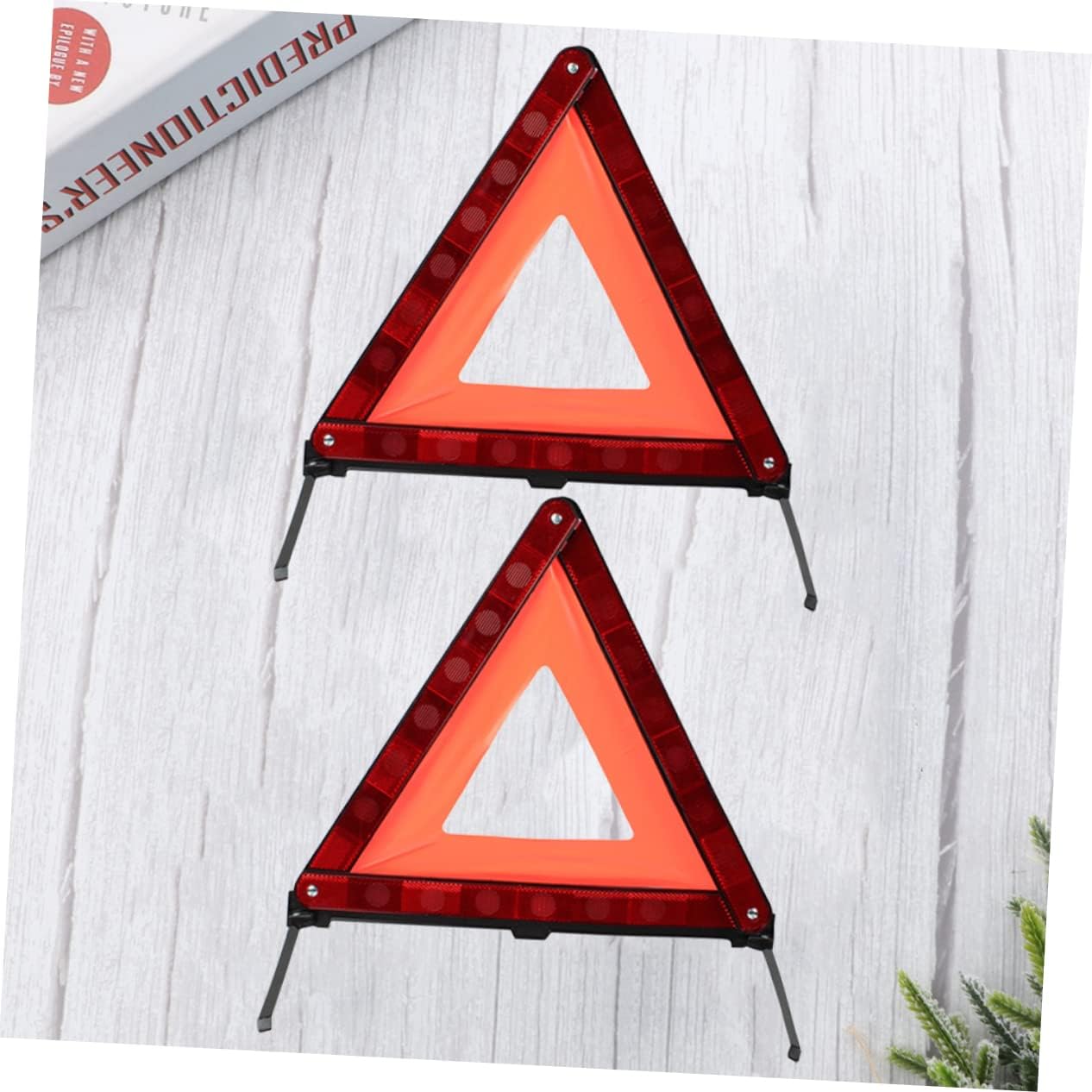 2Pcs Roadside Warning Triangle Kit Reflective Emergency Sign for Vehicle Safety Collapsible Design for Easy Storage Tool Red Triangle Symbol