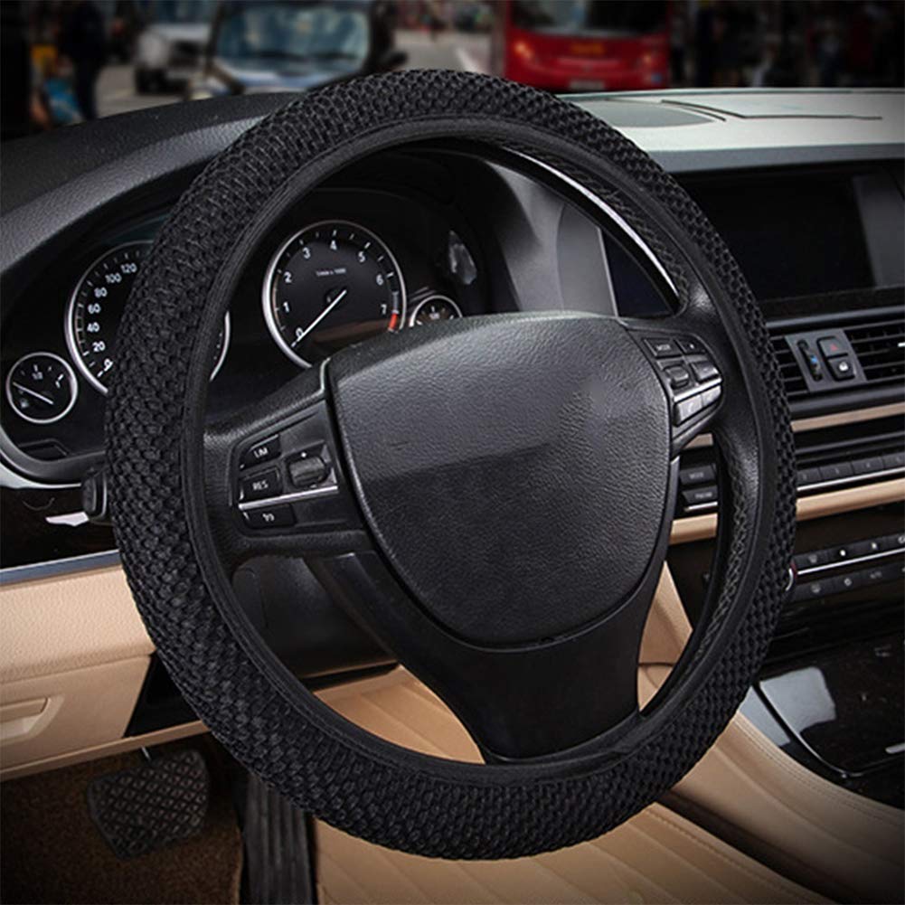 Coprivolante per Auto Per 38CM/15 Coprivolante in pelle traspirante antiscivolo in seta ghiaccio estivo resistente all'usura (Colore : C