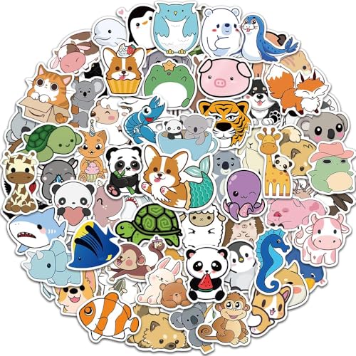 Benresive 100 Pcs Cute Animal Stickers for Kids, Water Bottle Stickers for Kids Waterproof, Vinyl Laptop Kid Sticker Pack, Kid Classroom Prizes for Elementary Students