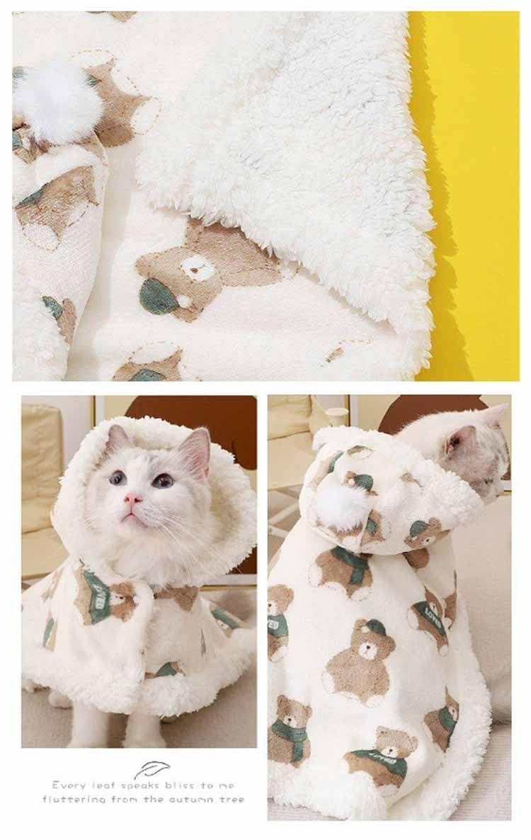 Amazon.co.jp: 着る毛布 猫犬ペットマント ポンチョ 帽子付き ペット