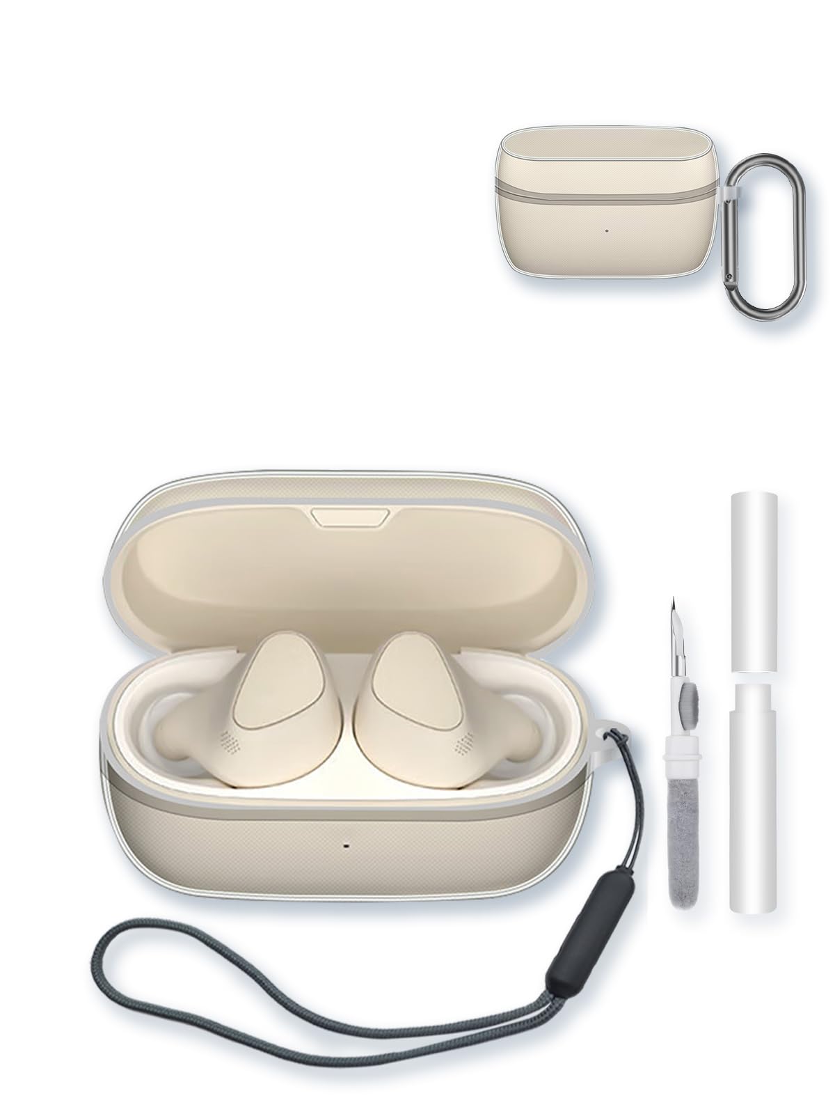 Case for Jabra Elite 5 Bluetooth Wireless Earbuds,BOVUGAC High Transparency Soft TPU Shockproof Cover with Keychain,Cleaning Kit and Lanyard-Clear