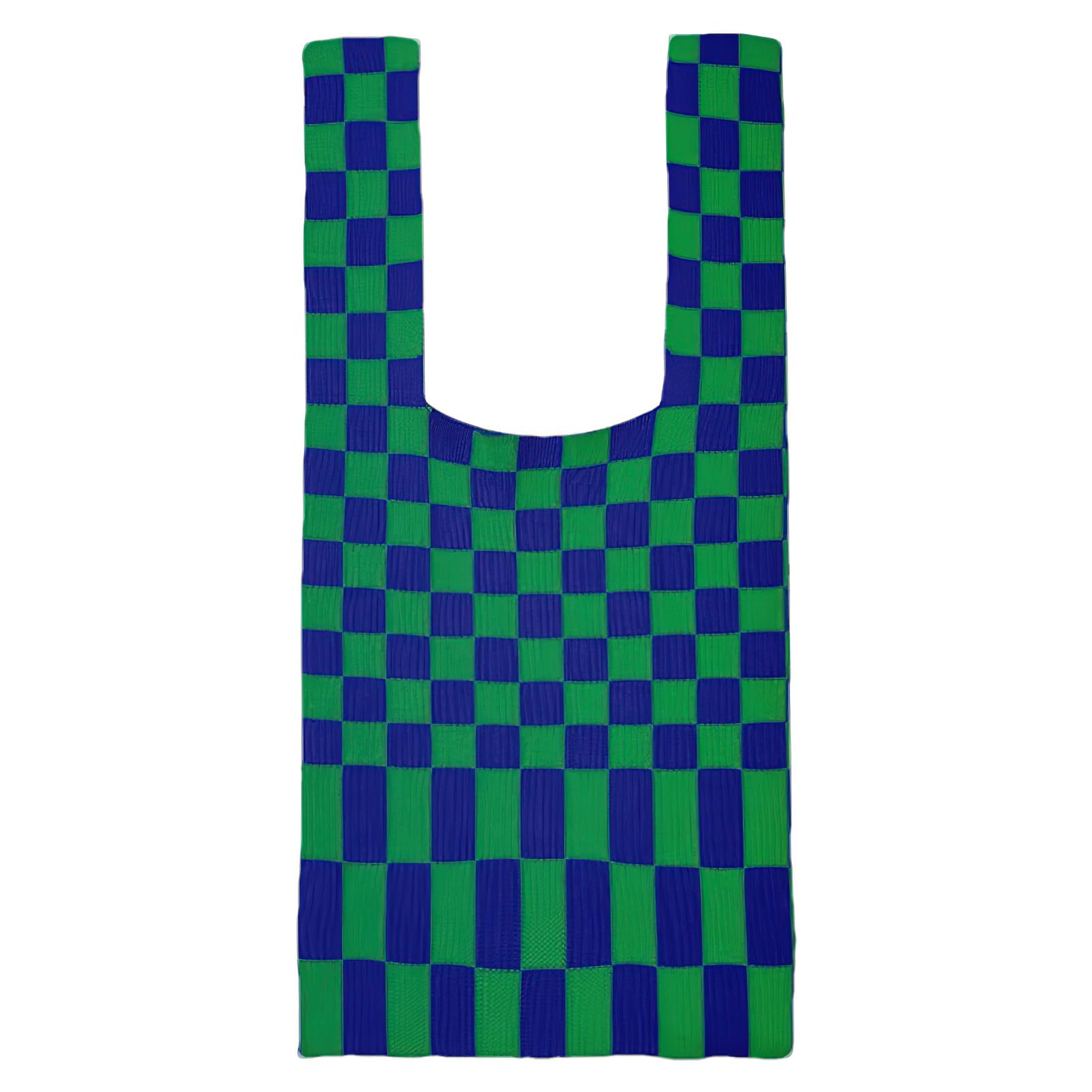 Borsa Tote In Maglia Uncinetto Donna: Piccola, Boho, A Righe O Scacchi, Colori Vari (24x30 Cm)