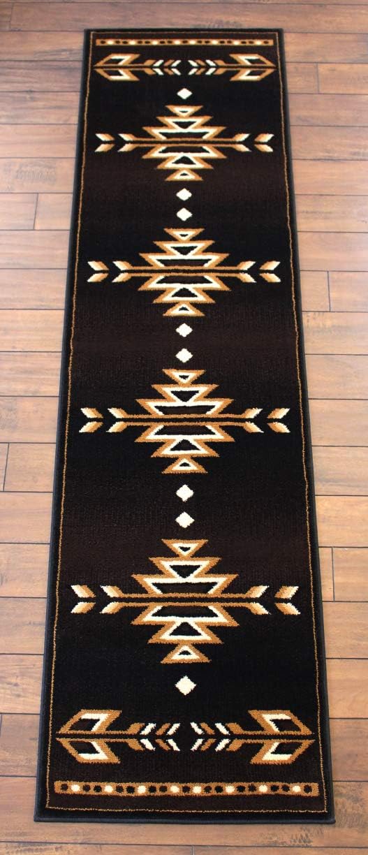 Masada Masada Rugs 2'x7' Southwest Native American Area Rug in Brown, Black, Beige & Ivory