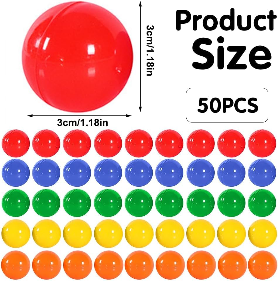 GUOYOU 50 Pcs Hollow Raffle Balls 3CM Colors Plastic Lottery Ball Fillable Balls Bingo Ball for Game Party Decoration Favors Filled - Image 2