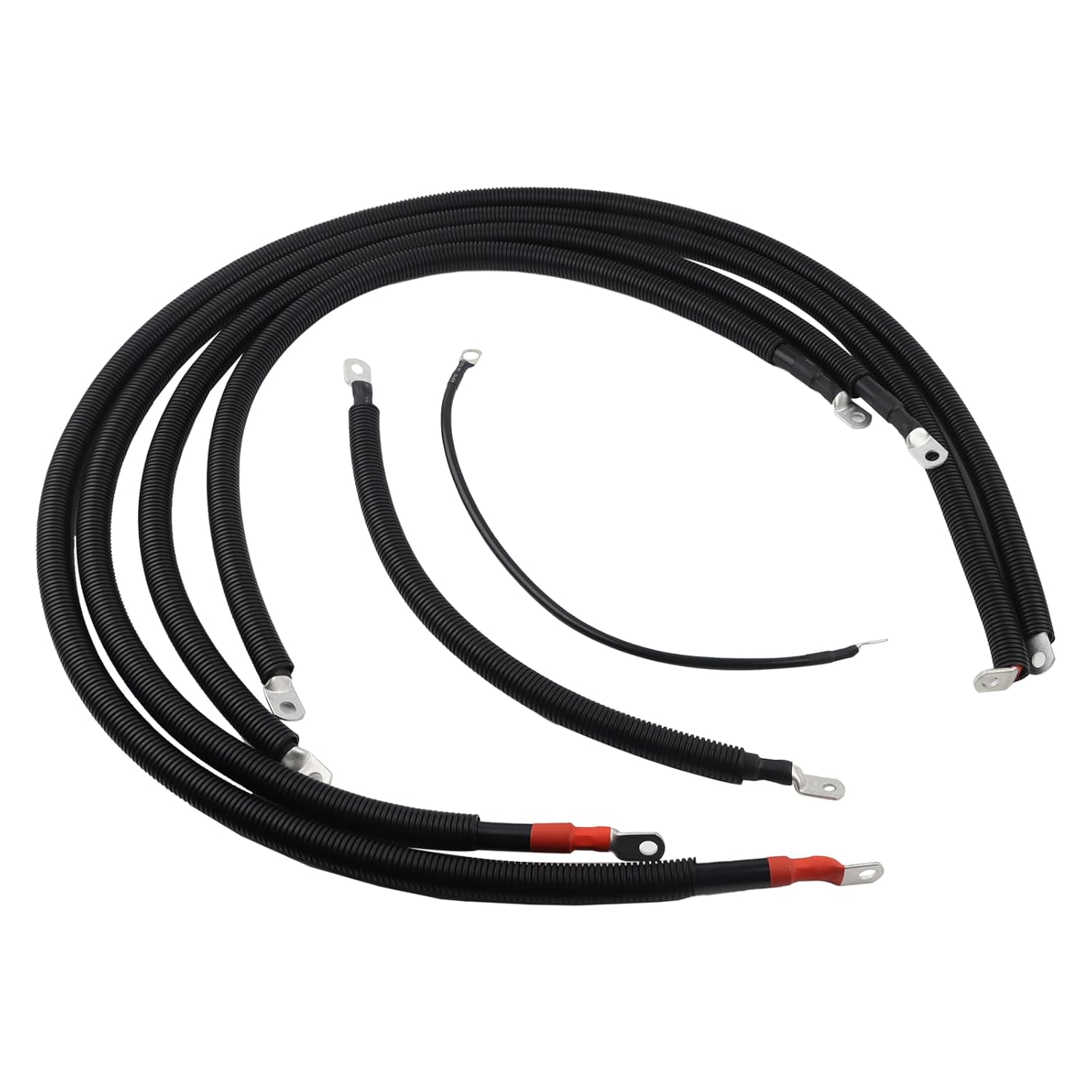 New F-ord Heavy-Duty​ Custom Battery Cables Kit 4437/90 Compatible with Ford Superduty F250 F350 F450 Truck 2003 2004 2005 2006 2007 6.0L Powerstroke Diesel 2/0 Wire with 90 Degree Bend Starte
