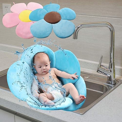 Miniatura 5 de Yinrunx Bañera para bebés recién nacidos, niños y niñas, plegable, suave, con forma de pétalo, almohadilla de apoyo para bañera segura en el