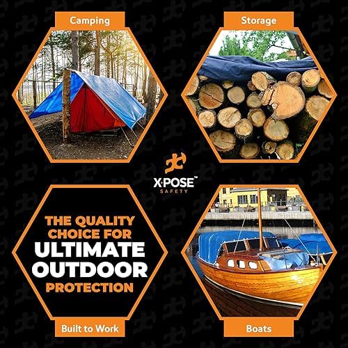 Better Blue Poly Tarp - 5' X 7' - Multipurpose Protective Cover, Leightweight, Durable, Waterproof, Weather Proof - 5 Mil Thick Polyethylene - by Xpose Safety - 1