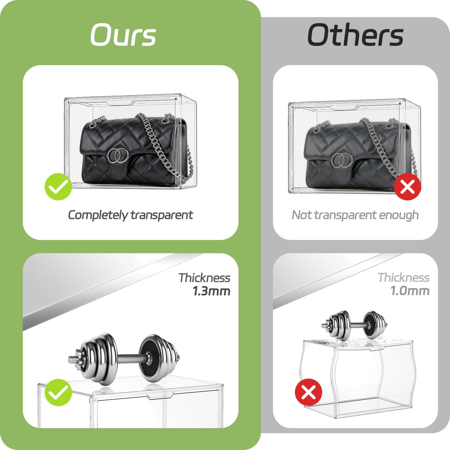 Clear Plastic Storage Bins, Acrylic Display Case with Magnetic Door, Large Stackable Display Organizer Box for Collectibles, Shoes, Book, Cosmetic, Figures Showcase(2 Pack)