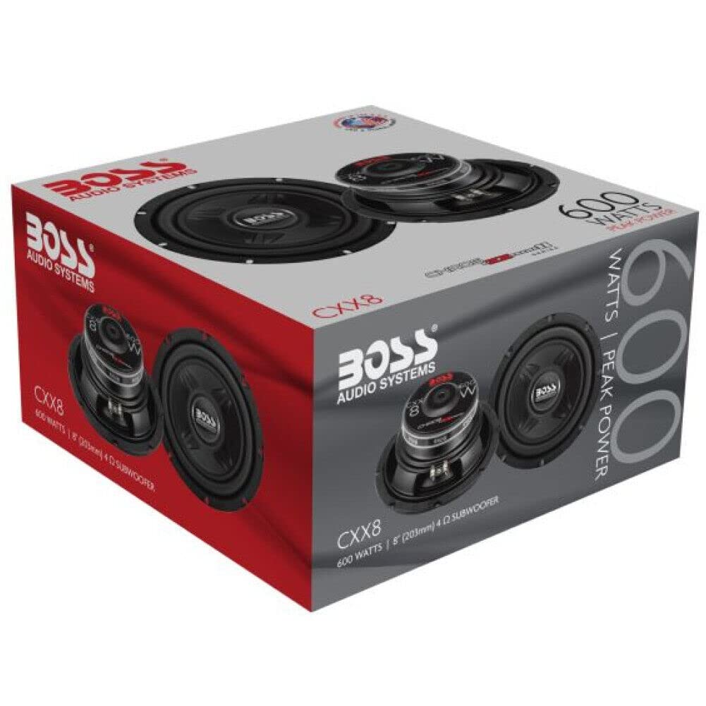 1 subwoofer CHAOS AUDIO SYSTEMS CXX8 da 20 cm 200 mm 8" singola bobina da 4 ohm da 300 watt rms 600 watt max 83 db sospensione in gomma, 1 pezzo