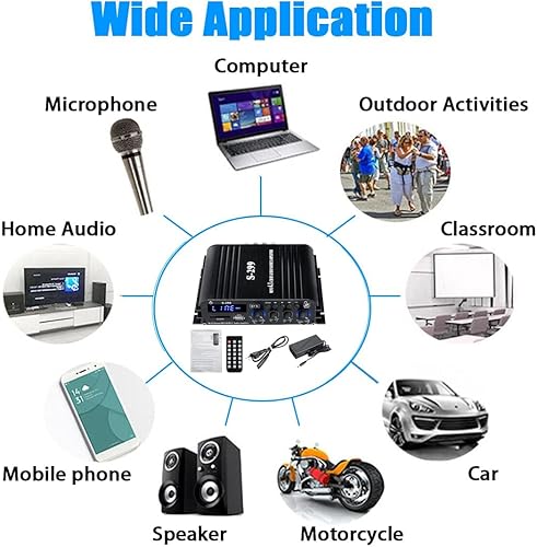 Miniatura 6 de Receptor amplificador de audio para el hogar de 4.1 canales, mini amplificador Bluetooth 5.0 con salida de subwoofer, RMS 4x50W MAX 800W para cine