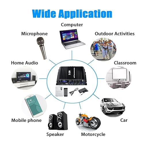 Miniatura 6 de Mini receptor amplificador de audio Bluetooth 5.0 de 4.1 canales, 4 × 50 W + salida de subwoofer activo SUB Jack  Amplificador de coche y hogar de